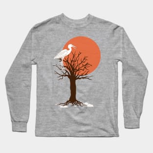 heron on the tree in the sunset Long Sleeve T-Shirt